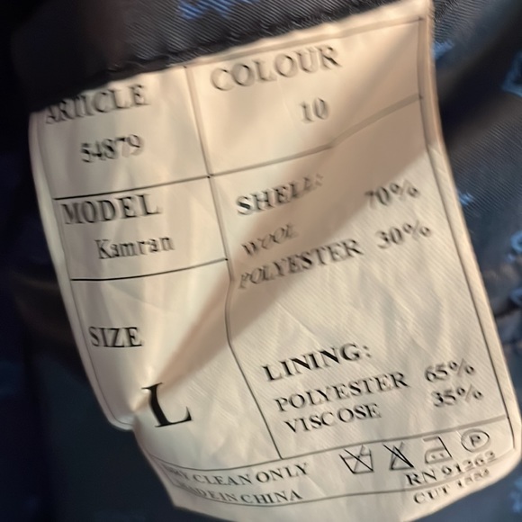 Enzo Tovare zippered waist length peacoat.  Charcoal gray plaid pattern. - Picture 6 of 6